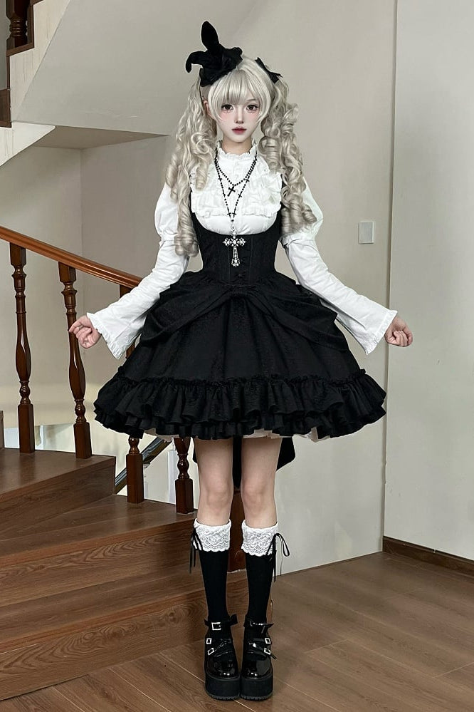 [Précommande jusqu'au 18 avril] Robe corset Lolita gothique à motif sombre et dentelle violette