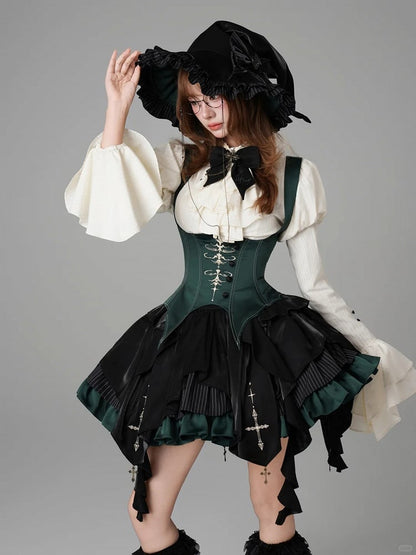 【12月3日予約締切】inverted spell contract ダークゴシックウィッチドレスフルセット＋シャツ＋ベスト＋スカート