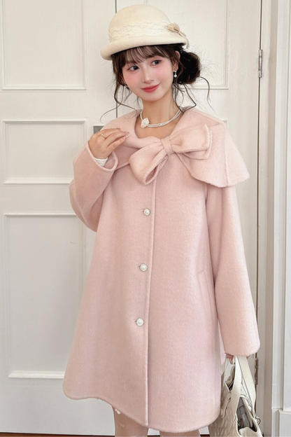 リボンビッグカラーフレアコート