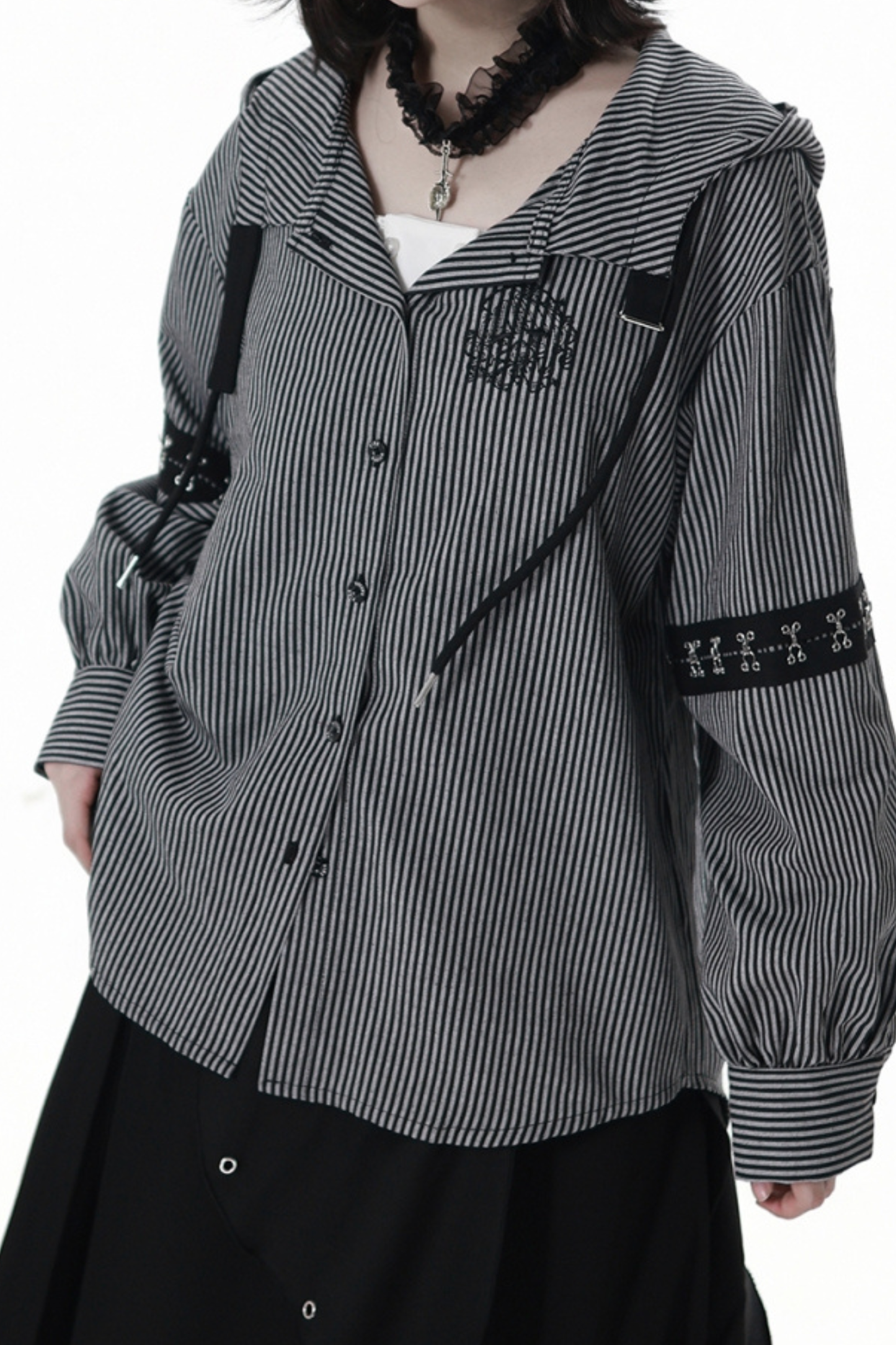 Striped Hooded Top + Long Skirt