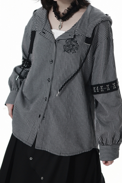 Striped Hooded Top + Long Skirt