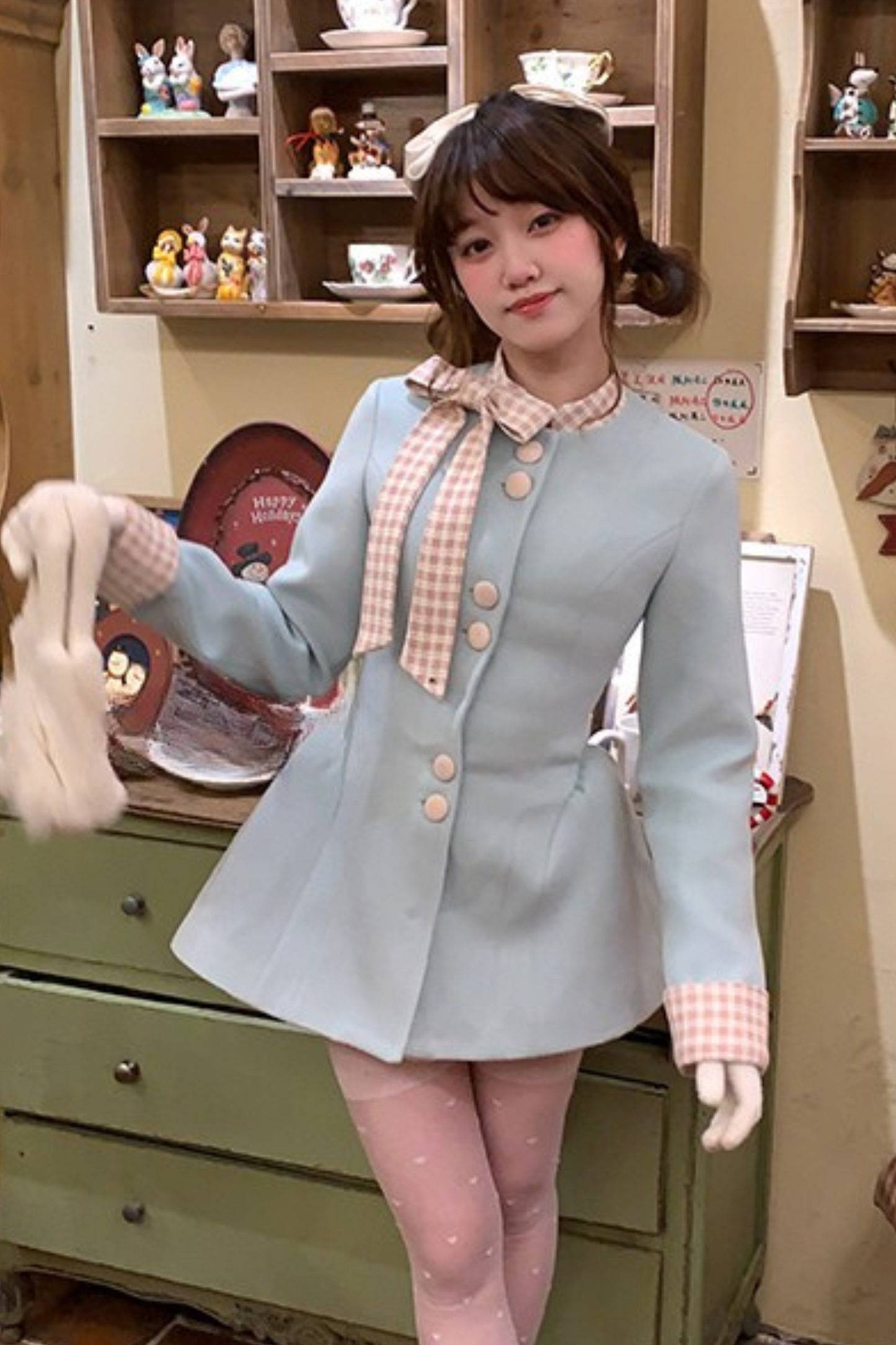 Retro Girly Ice Mint Blue Coat