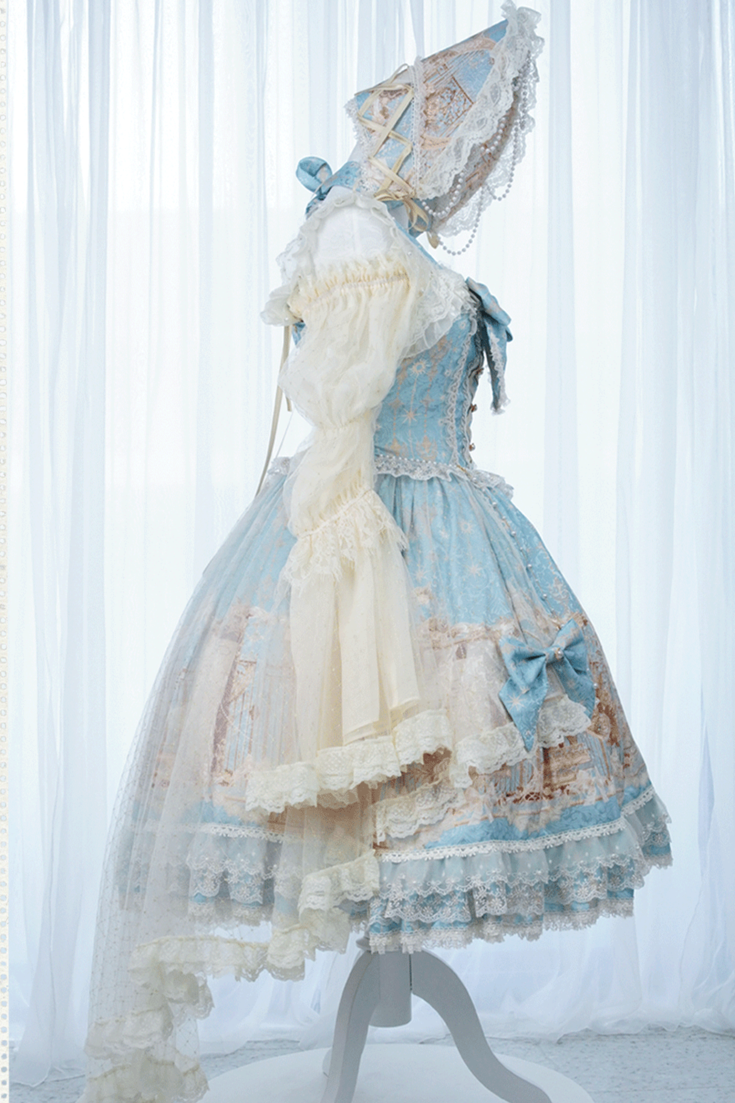 ユニコーンクラシカルプリンセスジャンパースカート+トップス+ボンネット+カチューシャ