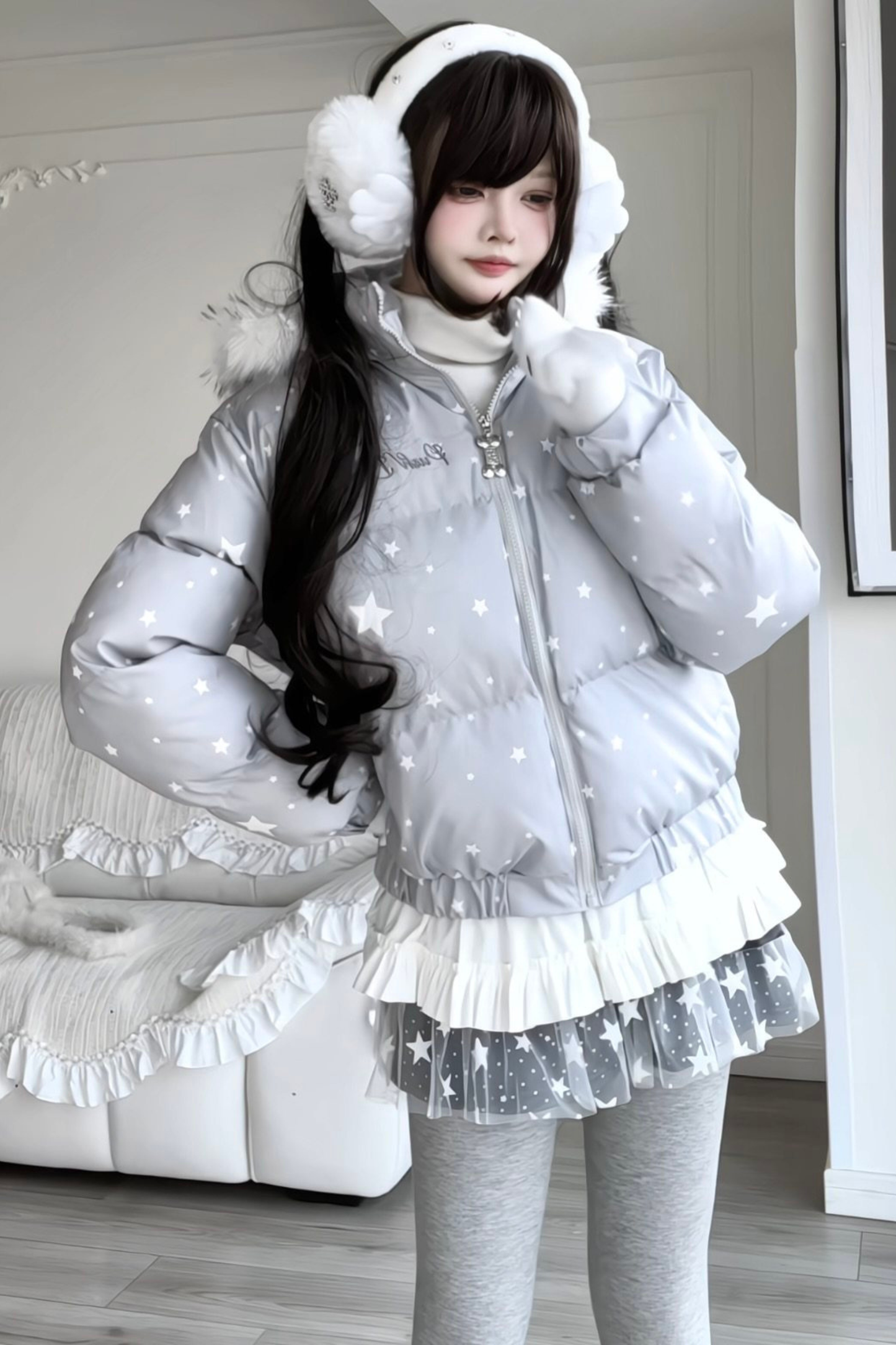 Y2K Fur Hooded Down Jacket