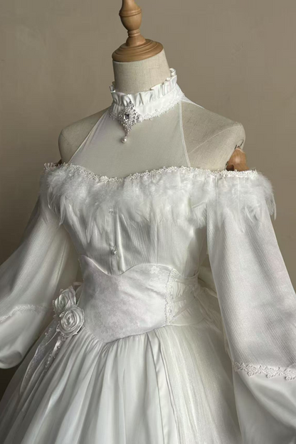 Off-the-shoulder shirt + oversized skirt