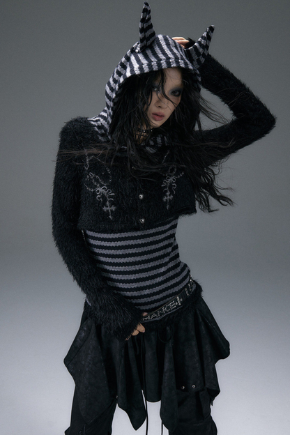 Gestreiftes Tier-Kapuzenoberteil