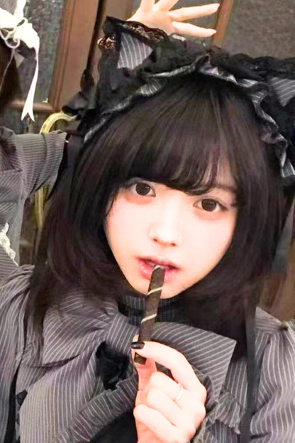 [Pre-order Deadline: April 25] Phantom Cat Series Cat Ear Hairband + Ribbon Veil Hat