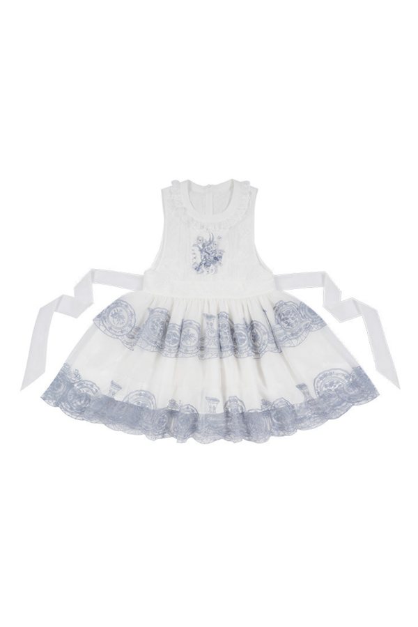 キュートチャイナジャケット+スカート+オーバースカート+リボン+ブローチ+ヘアバンド