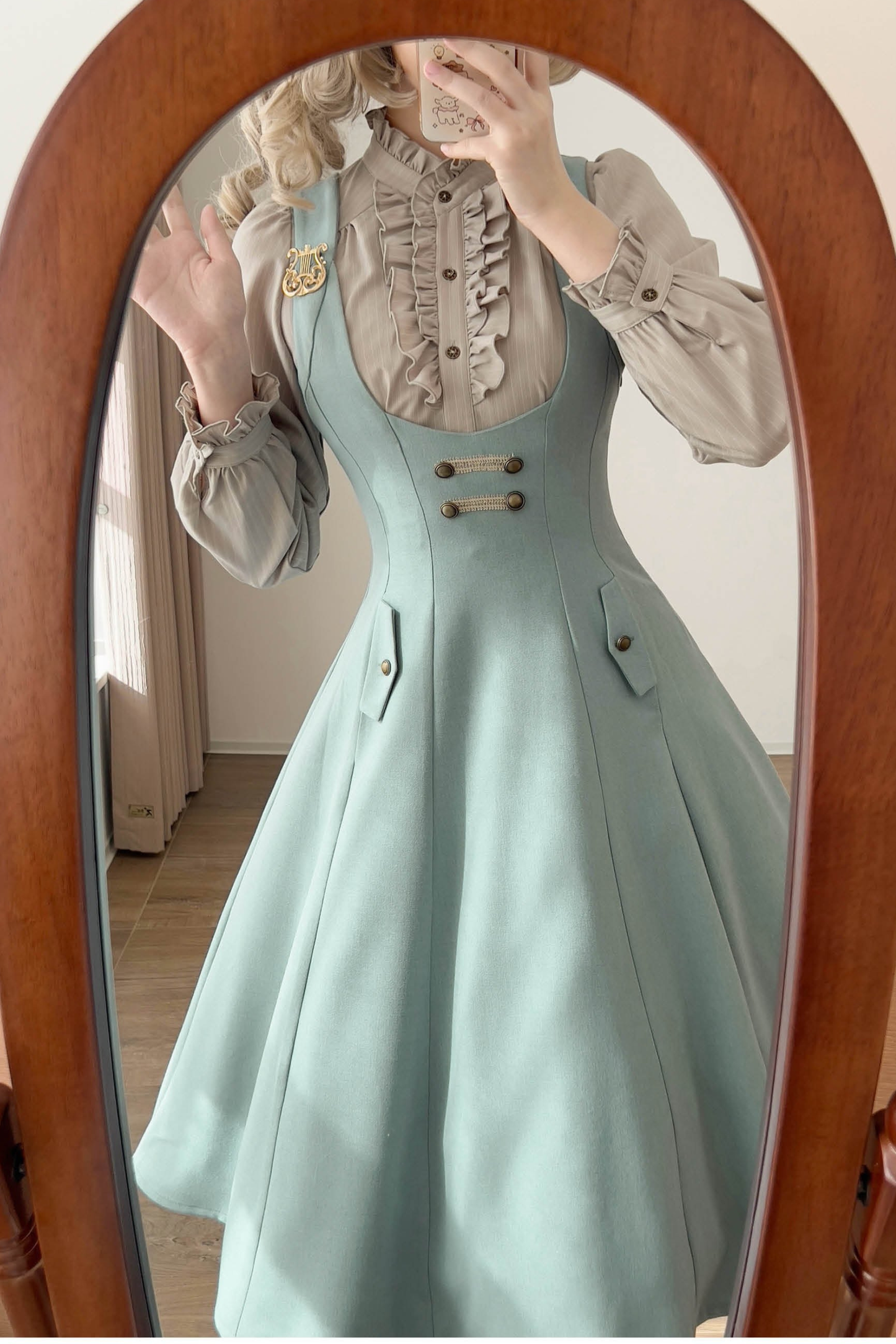 Vintage Striped Waist Tightening Blouse