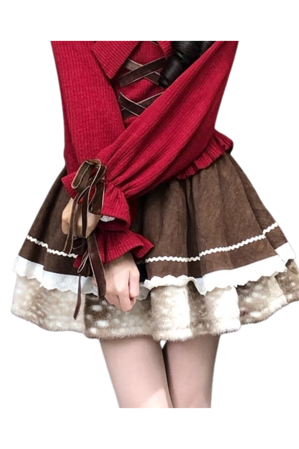 Christmas girly knit + innerwear + skirt
