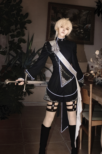 ネバーアイランドモード皇子トップス+ショートパンツ+リボン