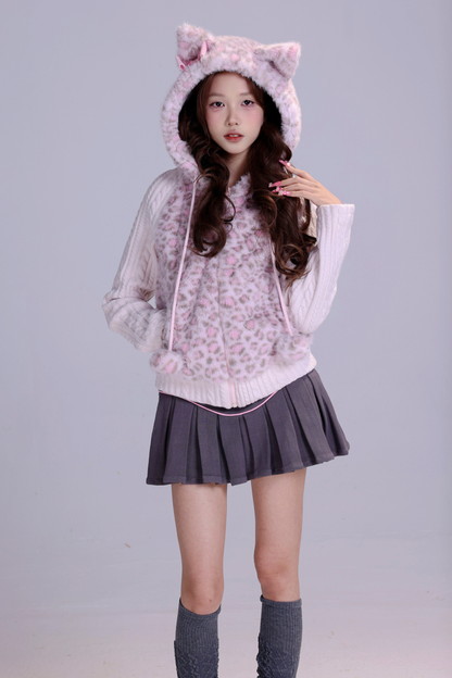 Y2Kレオパードキャットイヤージャケット