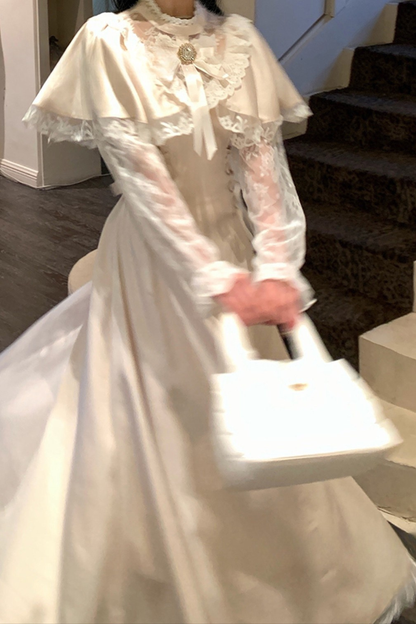 Pure Desire Lace Cape Long Dress