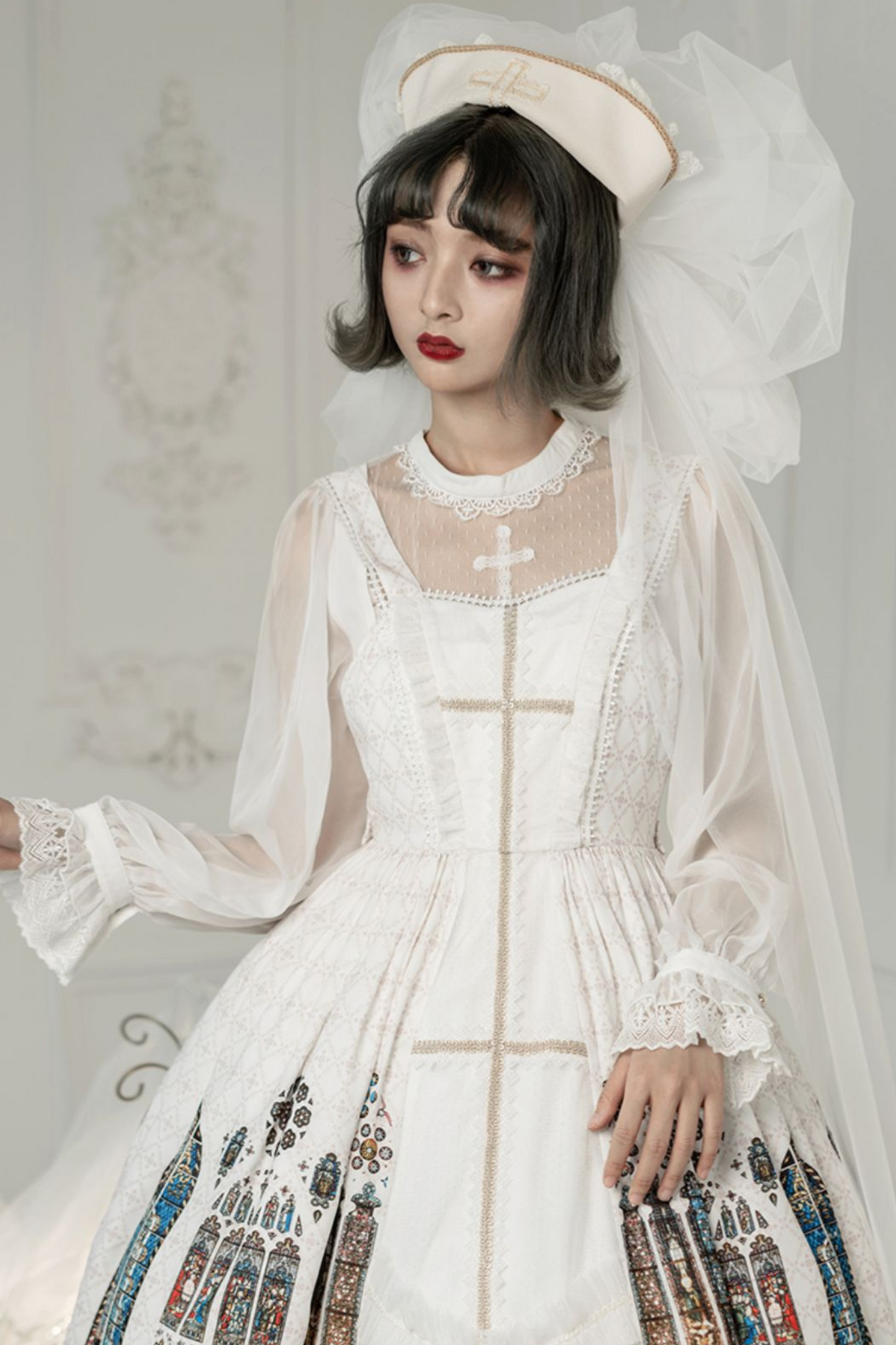 ウィンドウシックレトロドールロリータドレス