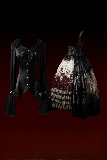 ゴシックロリータダークジャンパースカート+シャツ