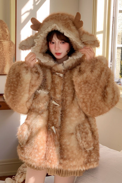 ラムフードボリュームファーコート