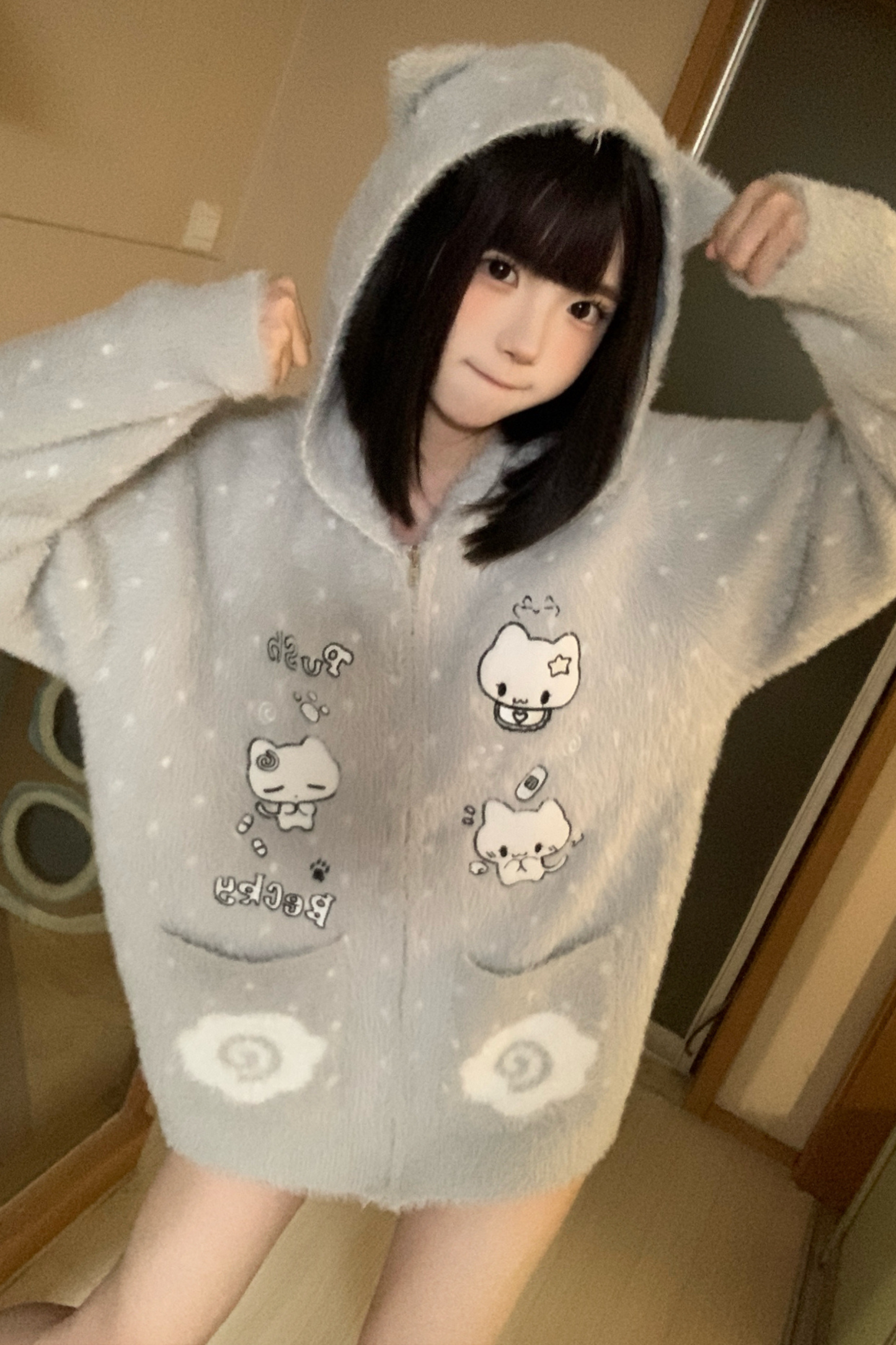 キャットフードニットルーズカーディガン