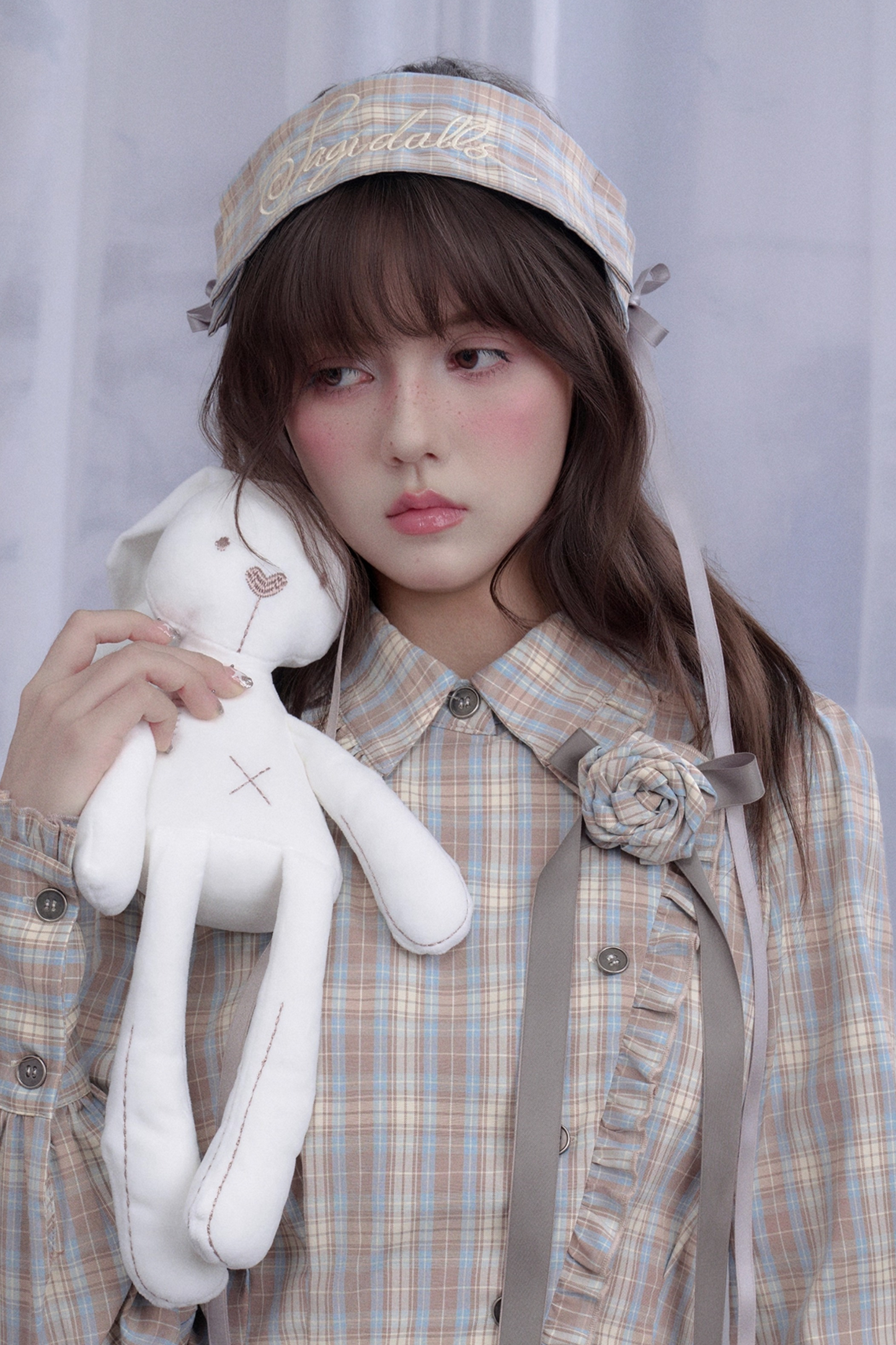 ローズガーデンガールチェックシャツ+ヘアバンド