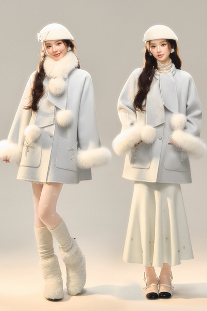 Milk Blue Fur French Coat