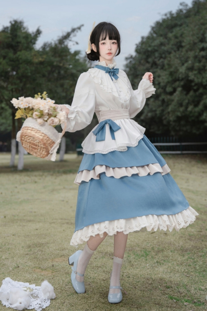 Retro Elegant Shirt + Half Skirt