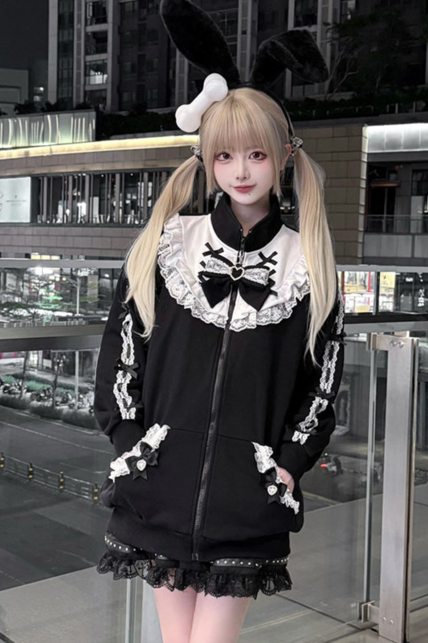 Dark-Puppen-Sweatshirt-Jacke mit Reißverschluss