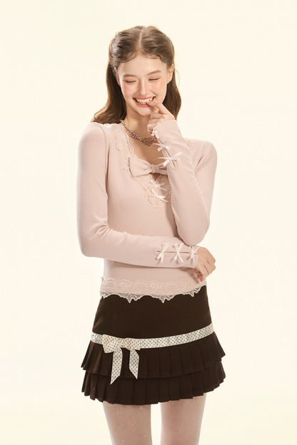 ココアスイートリボンドットスカート