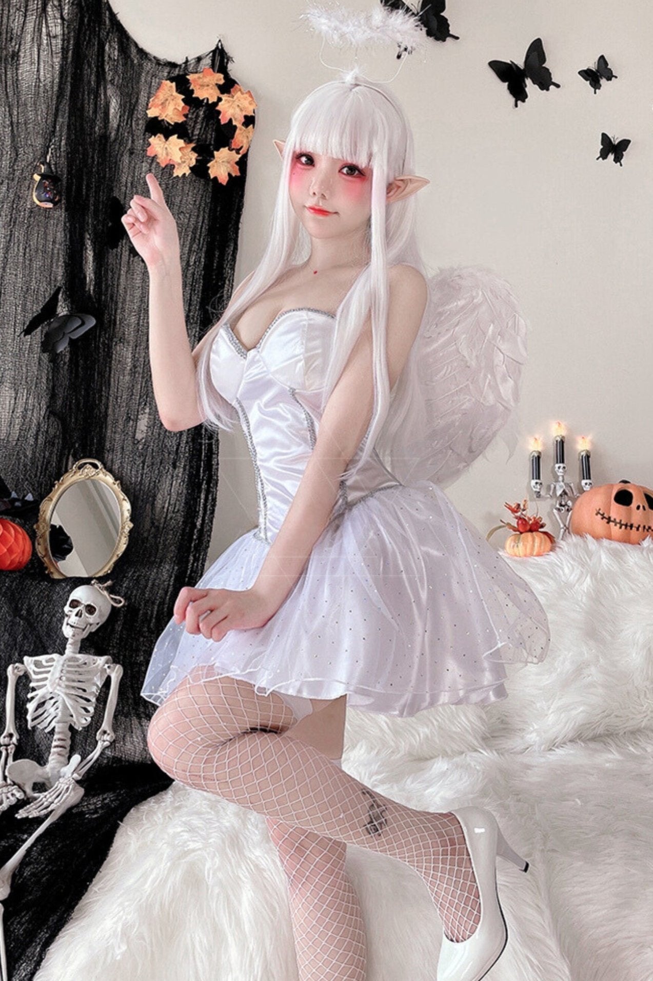 White Angel Ghost Bride Witch Dress Set