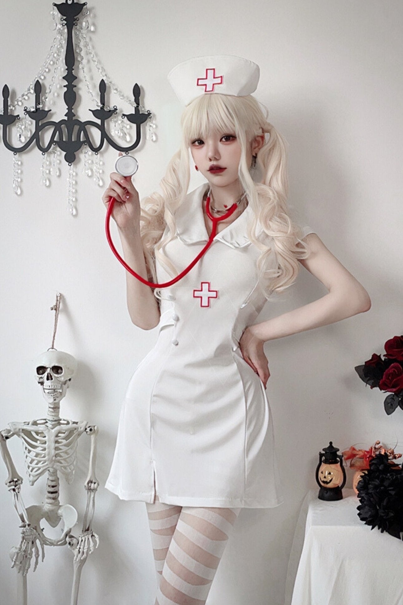 Pure White Nurse Cosplay Set