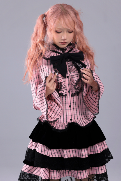 プラッドラッフルカラーブラウス