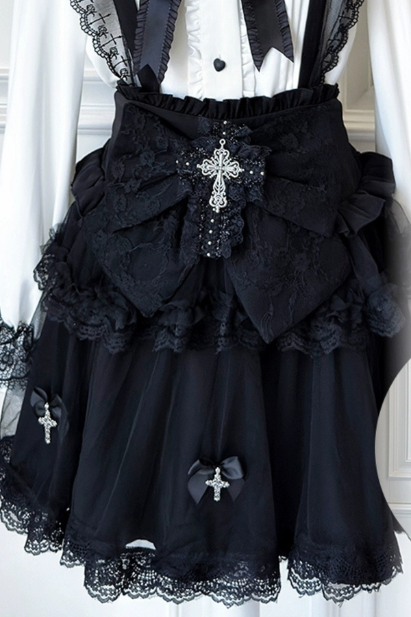 Dark windcloth shirt + skirt + ribbon