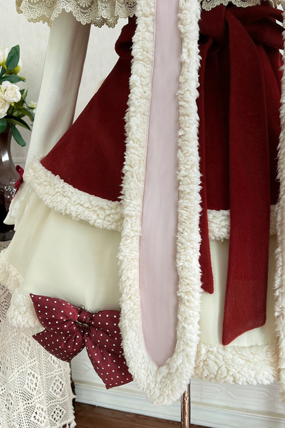 【予約商品】ラビットロリータケープ+サスペンダー+ベアデザインスカート+タートルネック