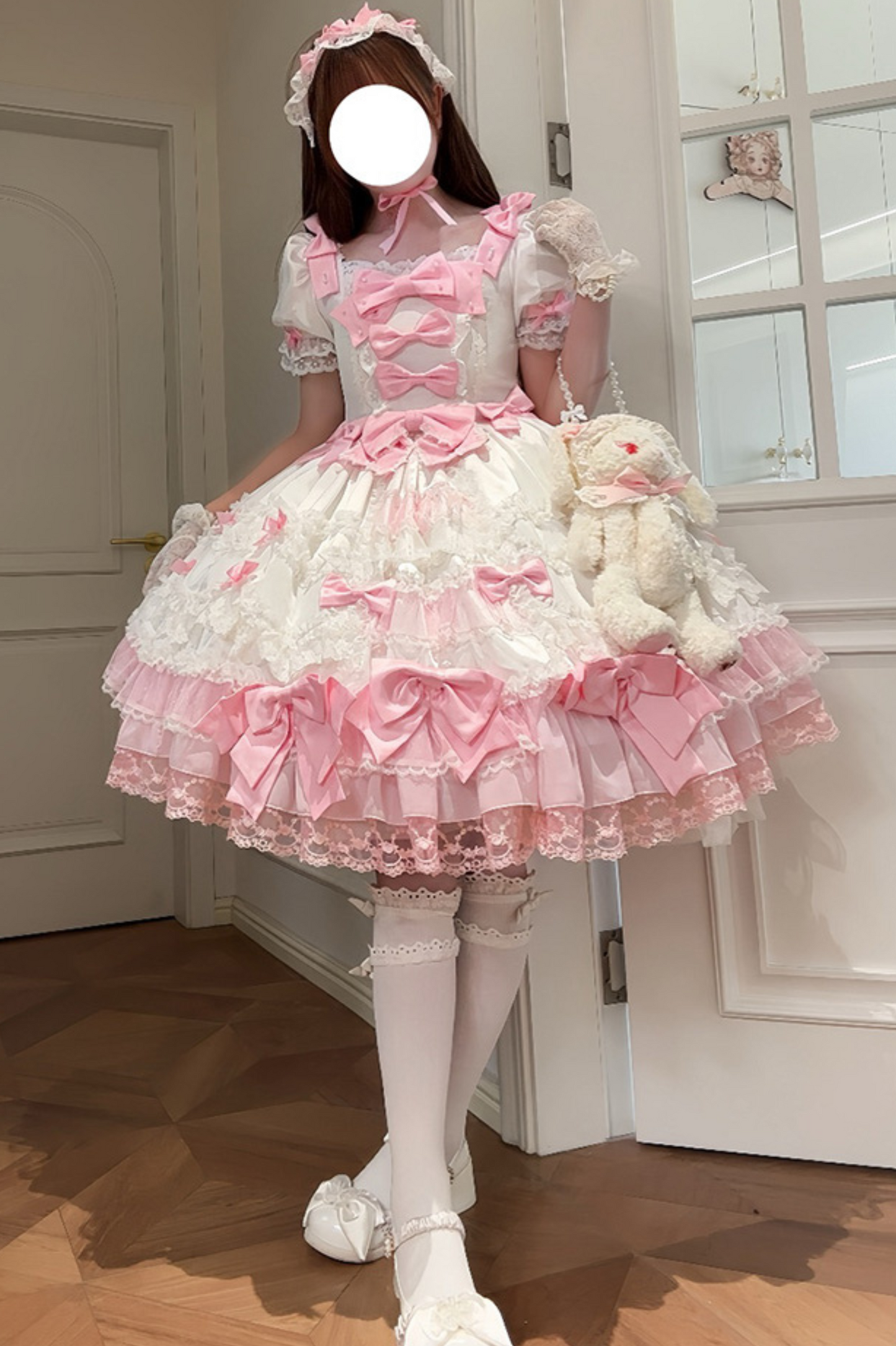 サークルクリームドールダブルパレスゴージャスドレス+ハット+チョーカー