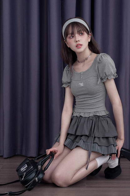 ピュアバブルリボンスリーブトップス