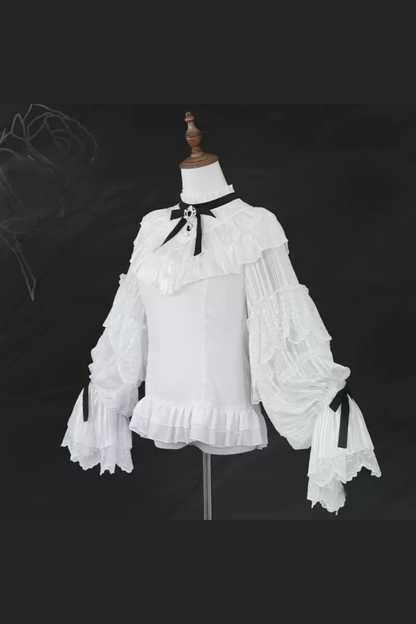 [Reservation product] Gothic lace ruffle ribbon shirt