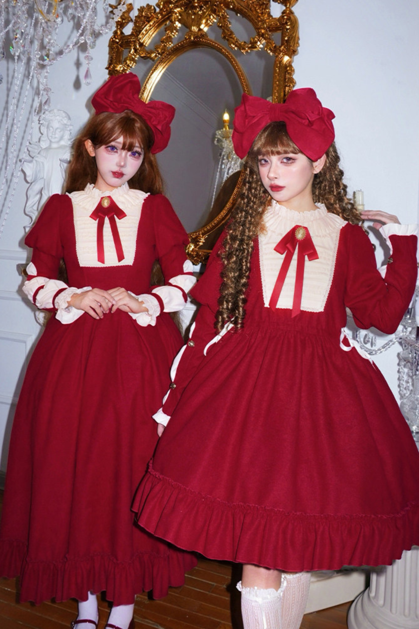 レースラッフルロリータドレス+リボン