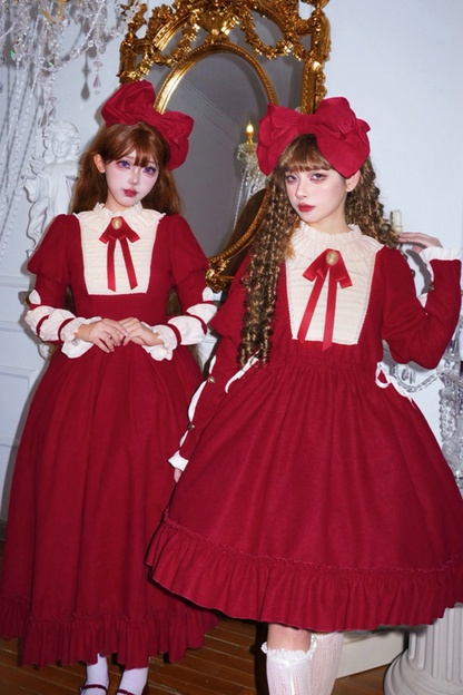 レースラッフルロリータドレス+リボン