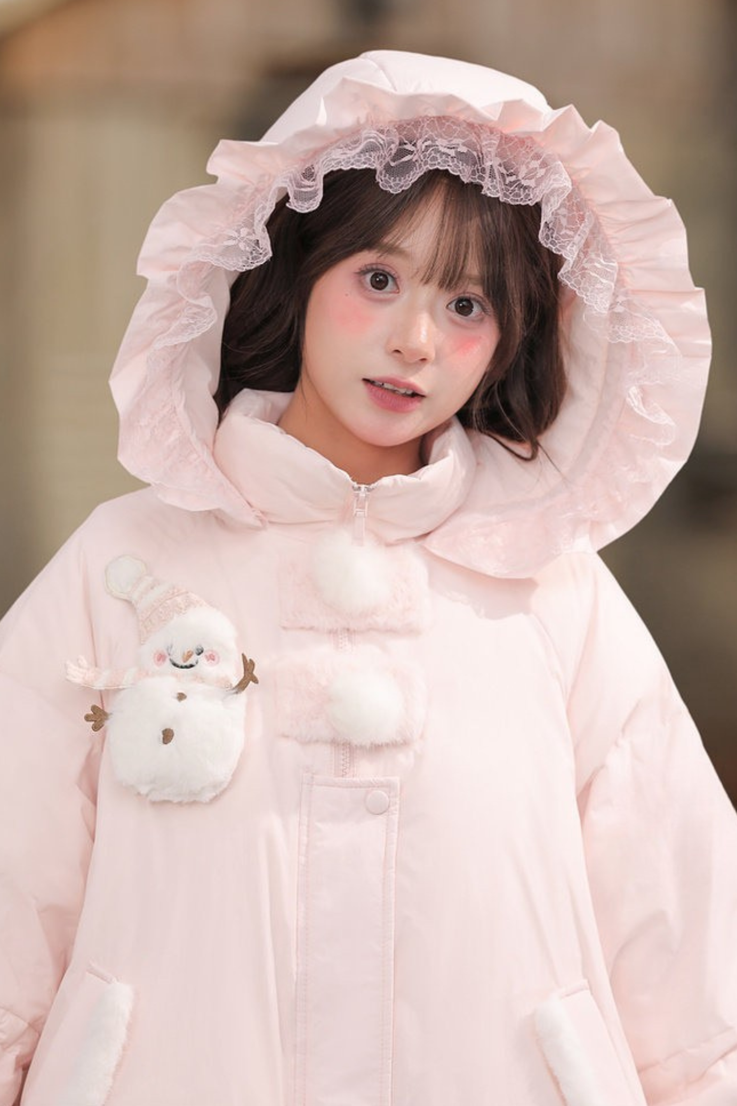 ベイビーレースフードダウンジャケット