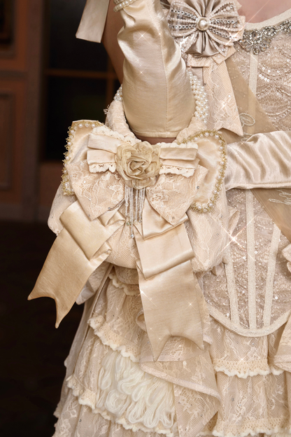 サテンリボンパールハンドバッグ