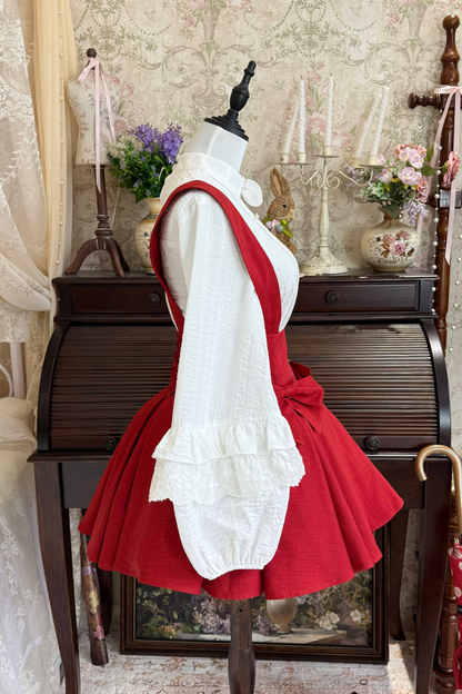 Retro Lace Shirt + Suspender Skirt