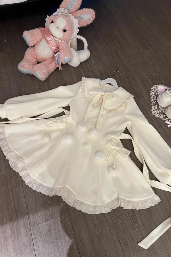 【予約商品】ガーリーエレガントコリアンスタイルスカーフウールコート