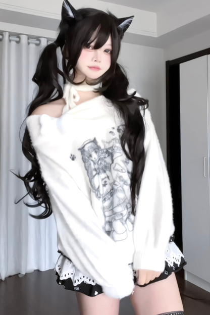 Bone Girl Print One Shoulder Top