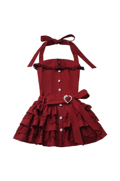 Cardigan en dentelle florale rose + robe + corsage