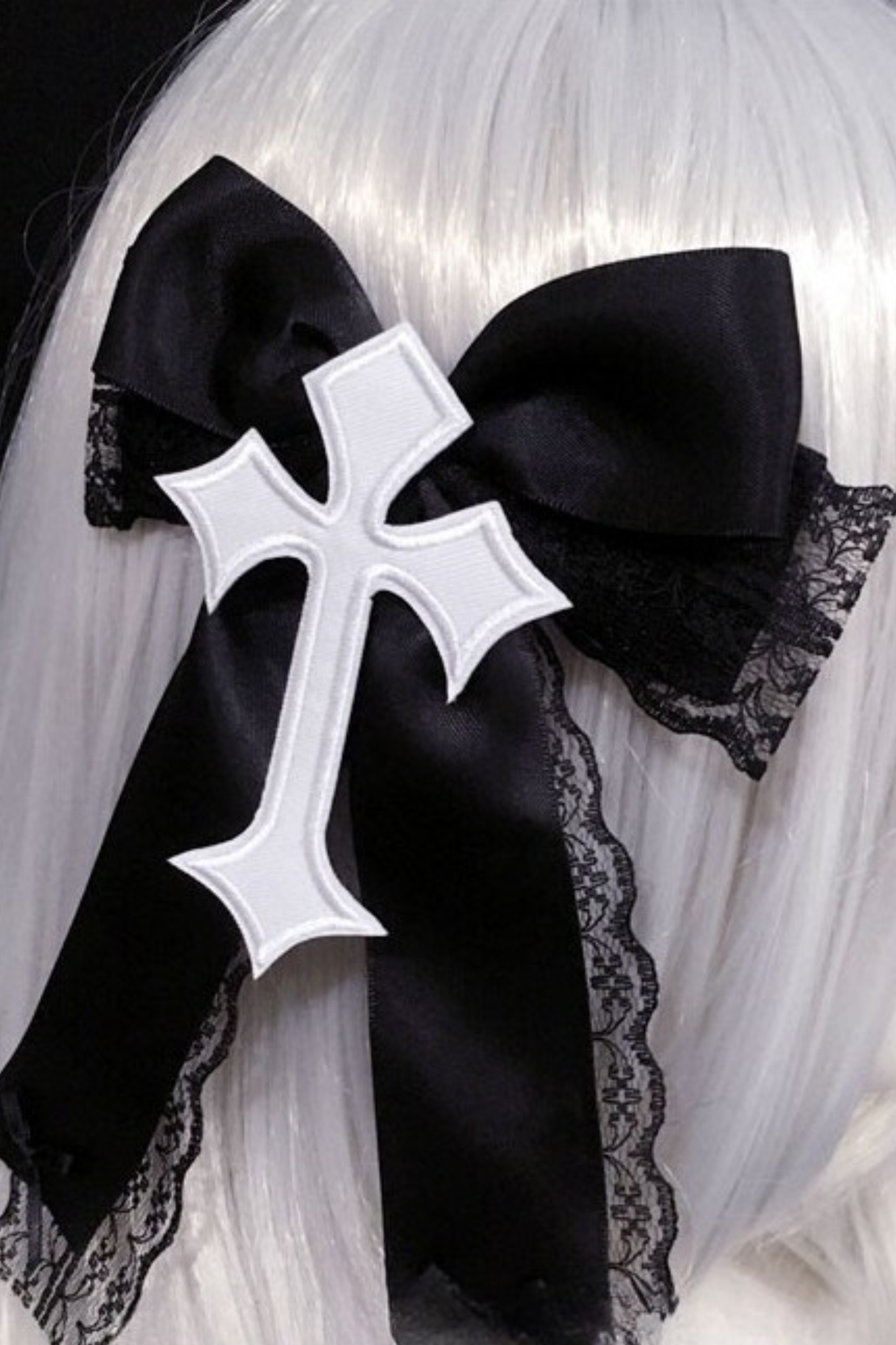 哥特蕾丝十字丝带发夹