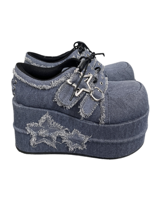 Star Denim Subculture Hot Girl Platform Shoes