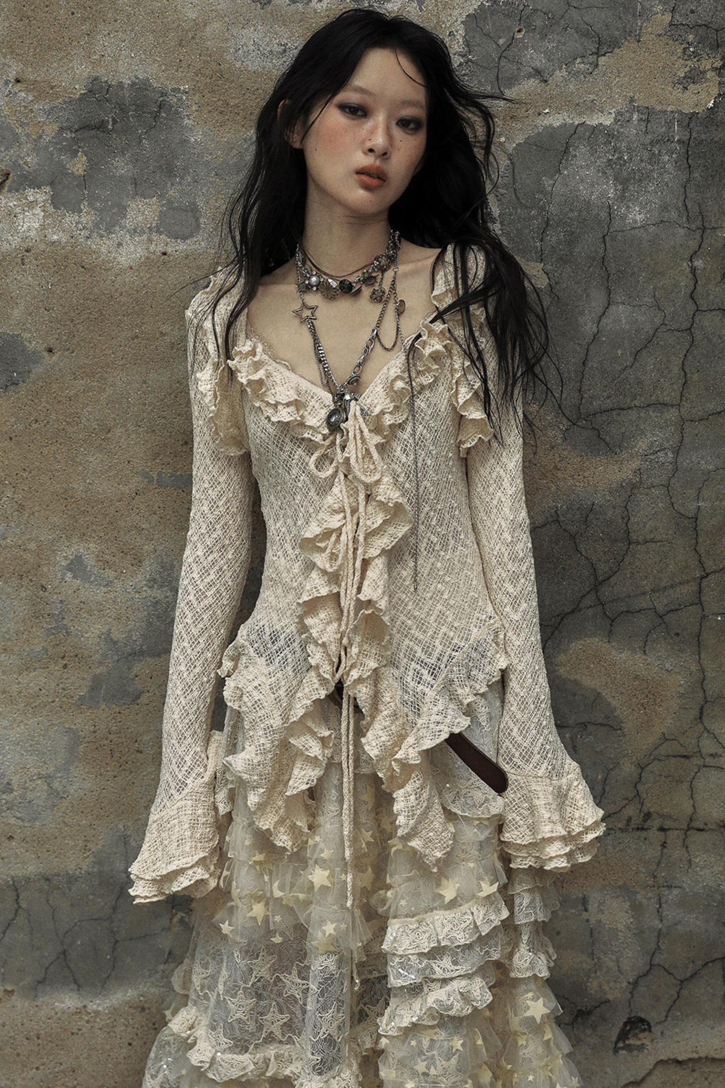 레트로 궁전 레이스 블라우스