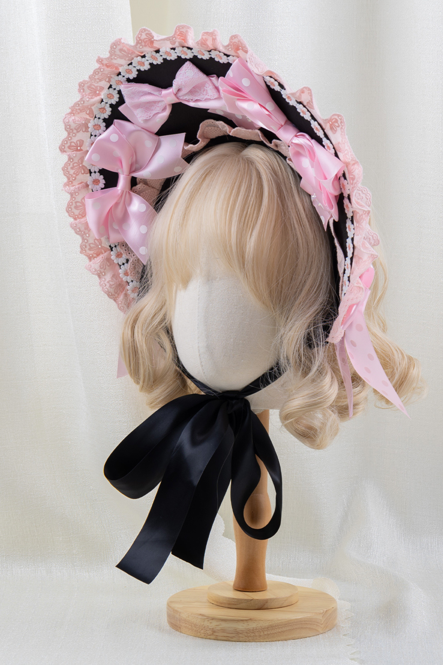 フリルリボンボンネット+ヘアバンド
