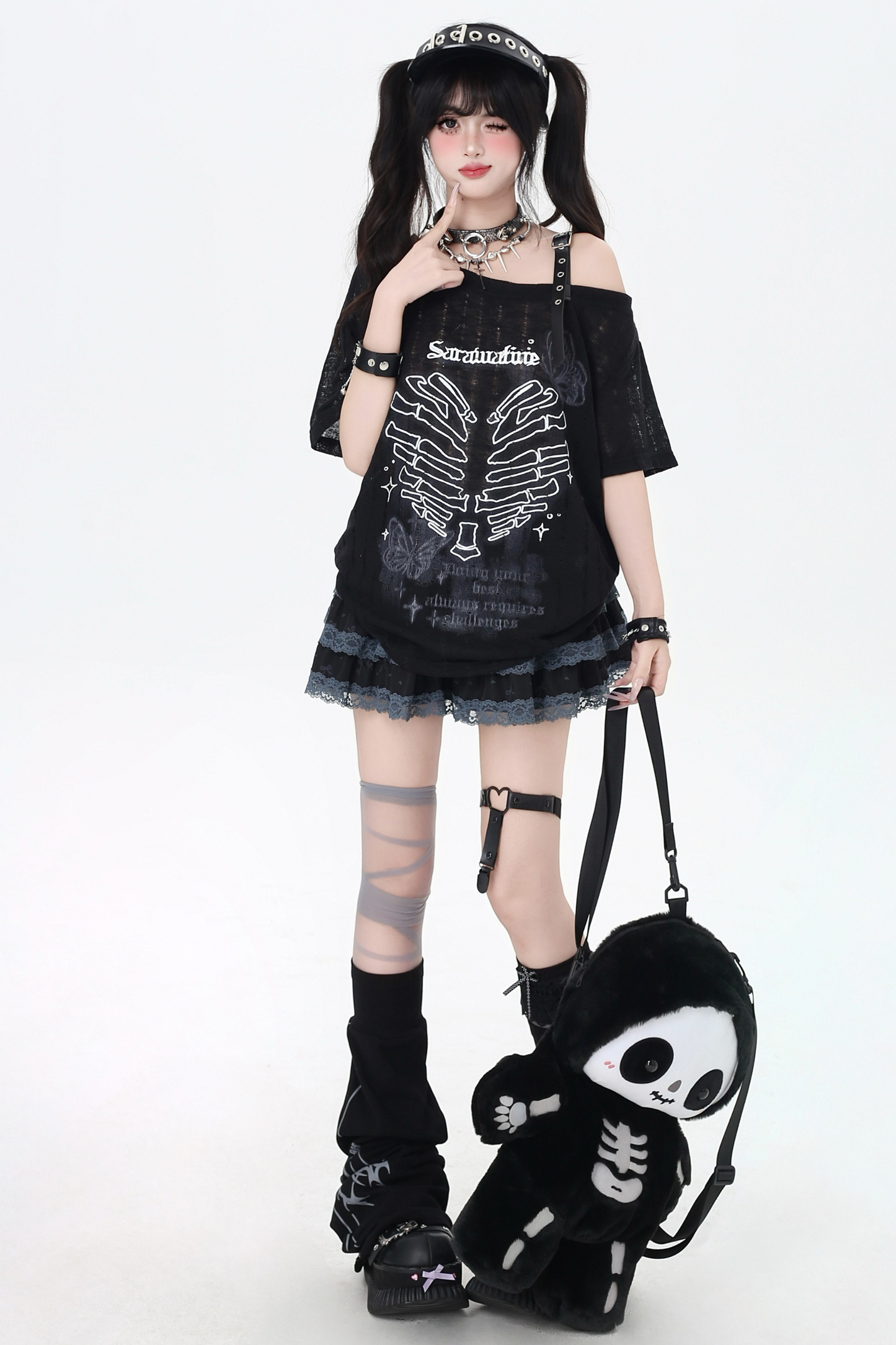 Skull Heart Strapless Top