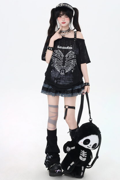 Skull Heart Strapless Top