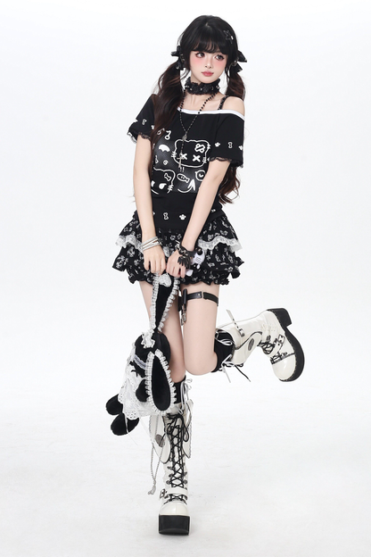 Sweet Lace-Up Ribbon Skirt