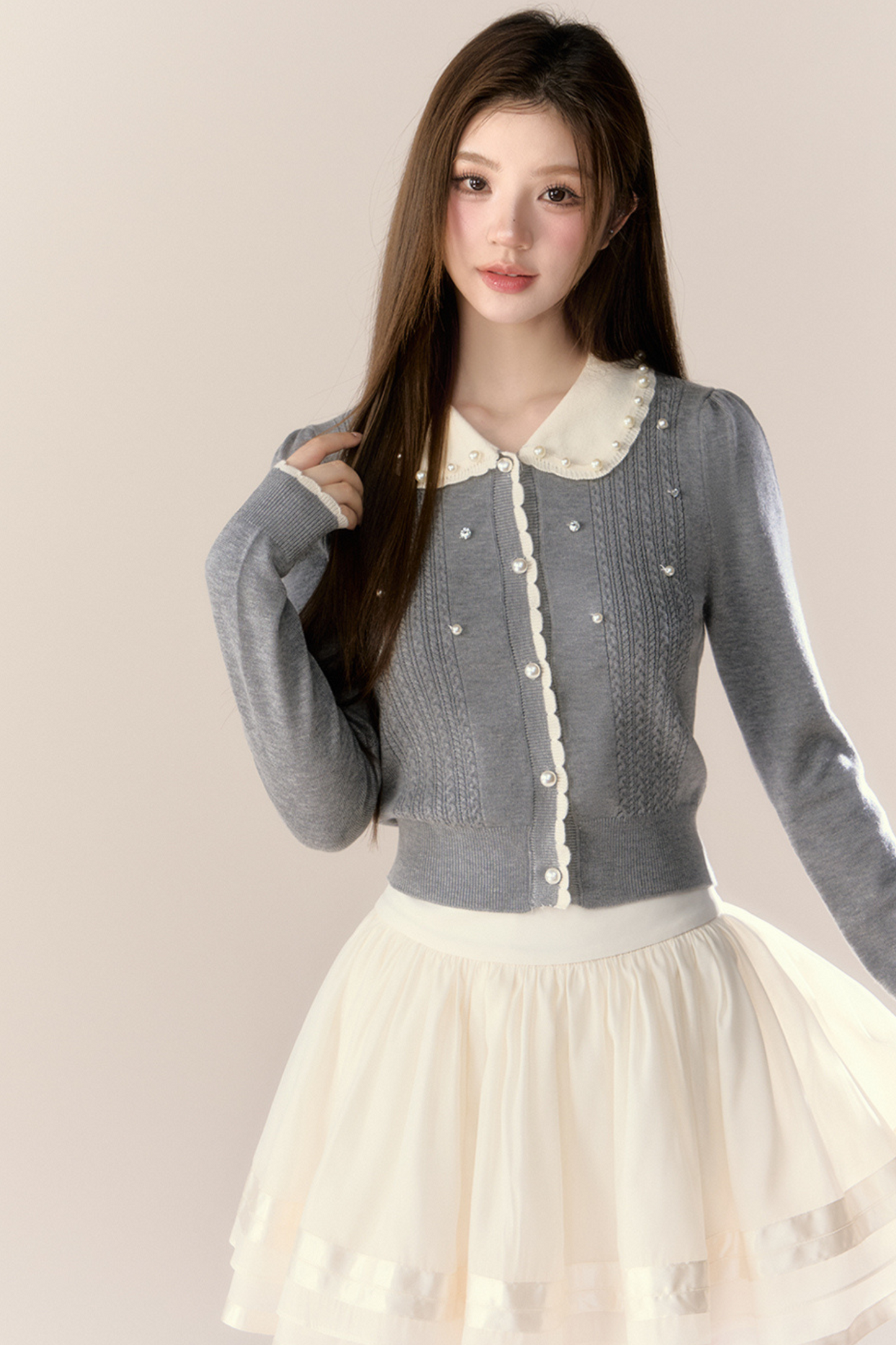 スイートアイランドドールカーディガン+タイトスカート